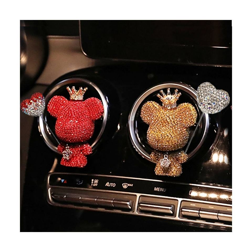 Diamond Inlaid Cute Bear Car Air Conditioning Vent Decoration