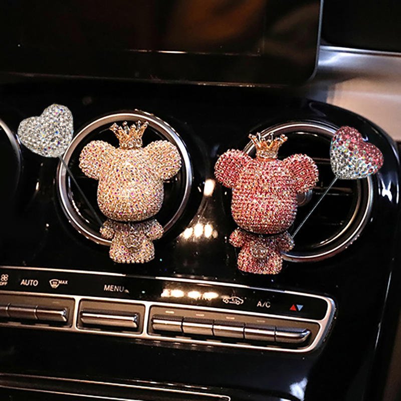 Diamond Inlaid Cute Bear Car Air Conditioning Vent Decoration