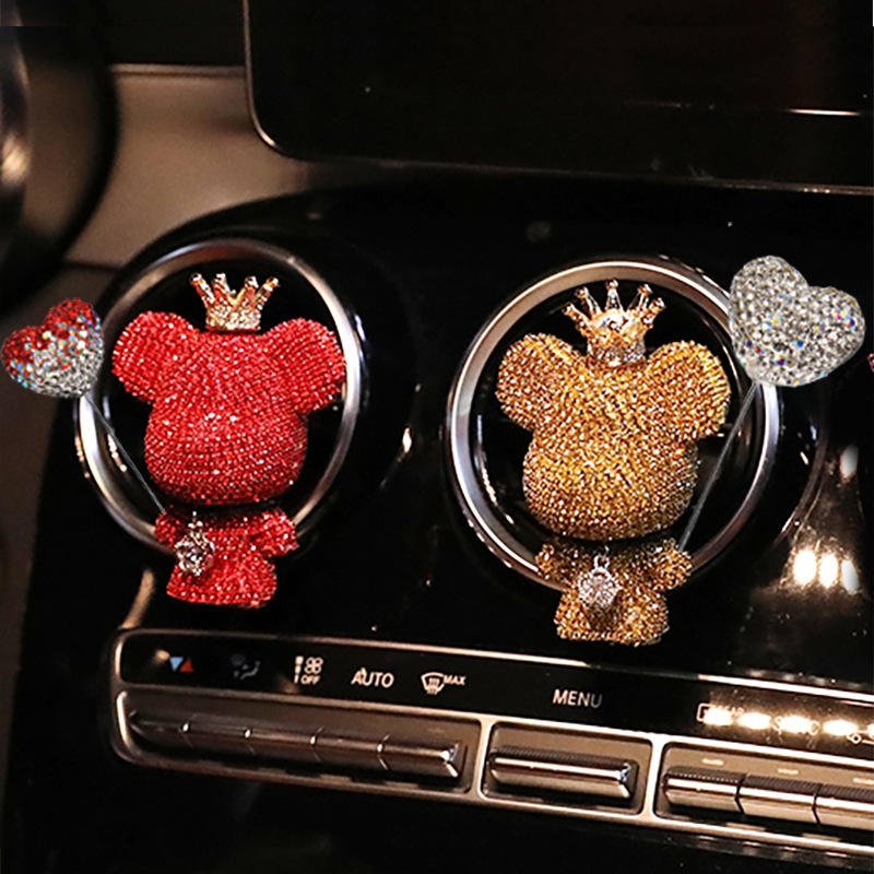 Diamond Inlaid Cute Bear Car Air Conditioning Vent Decoration