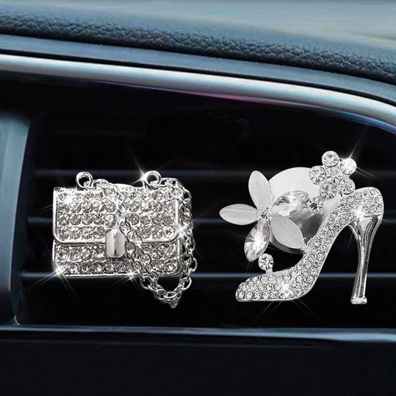 Rhinestone High Heel And Purse set Car Fragrance Clip