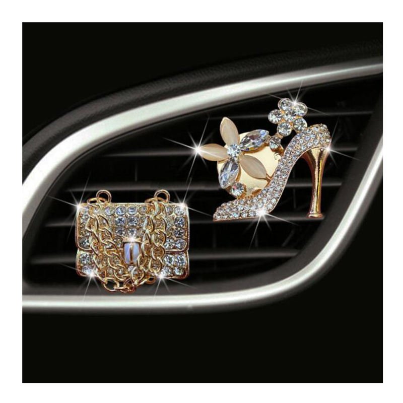 Rhinestone High Heel And Purse set Car Fragrance Clip
