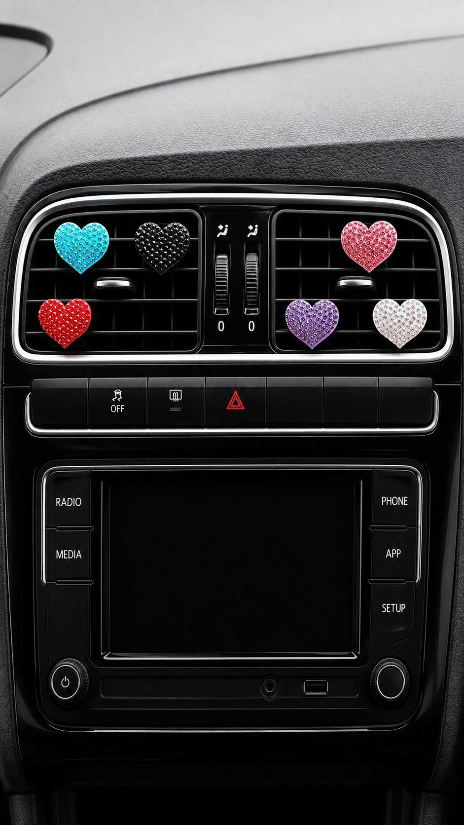 Damond-encrusted Loving Heart Metal Diamonds Car Perfume Diffuser